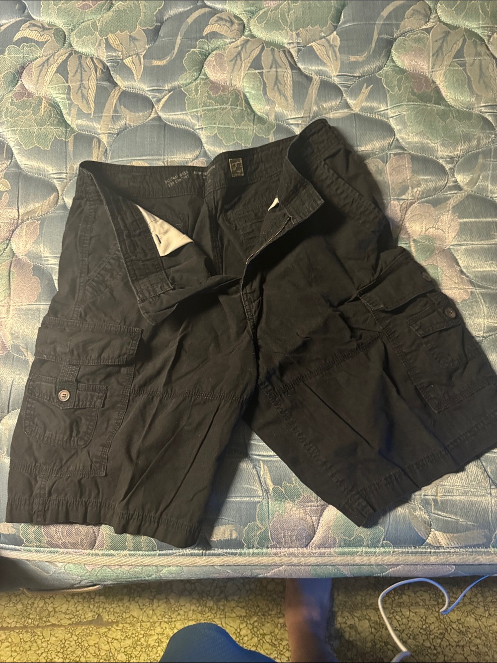True Religion Black Men's Cargo Shorts with Multiple Pockets
